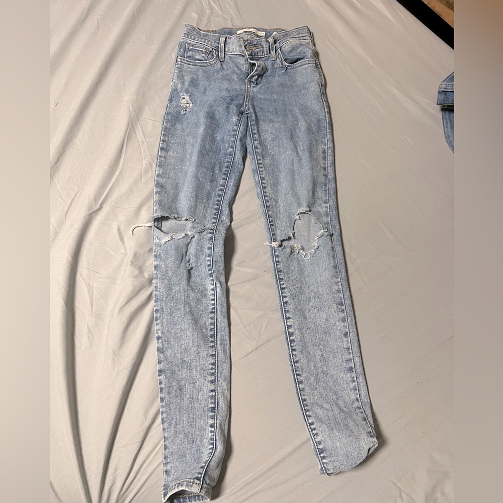 Light Blue Distressed Women's Jeans